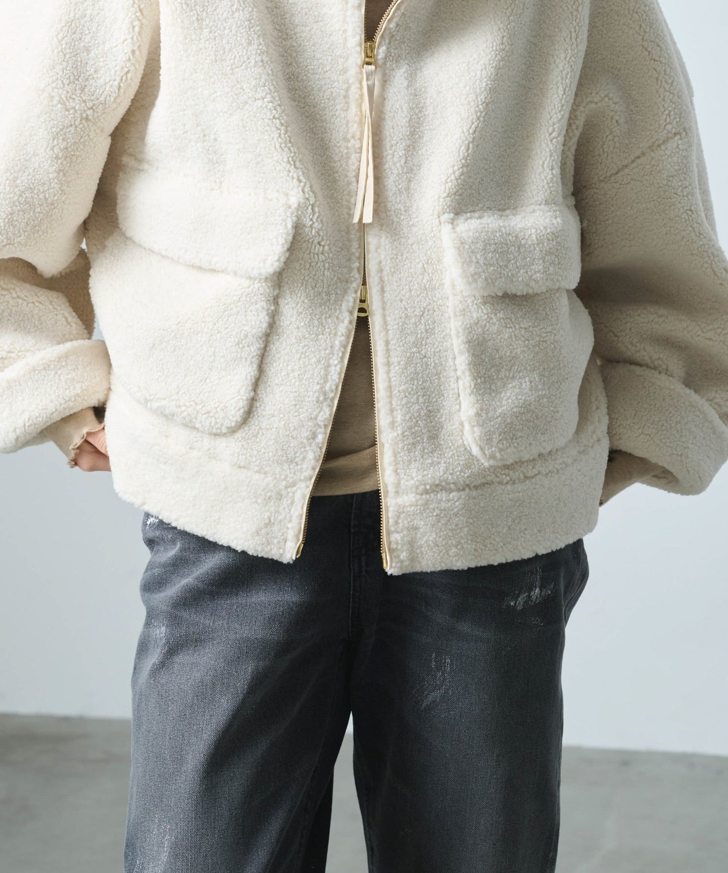 STAND COLLAR BOA JACKET/ MIL25FJK3244