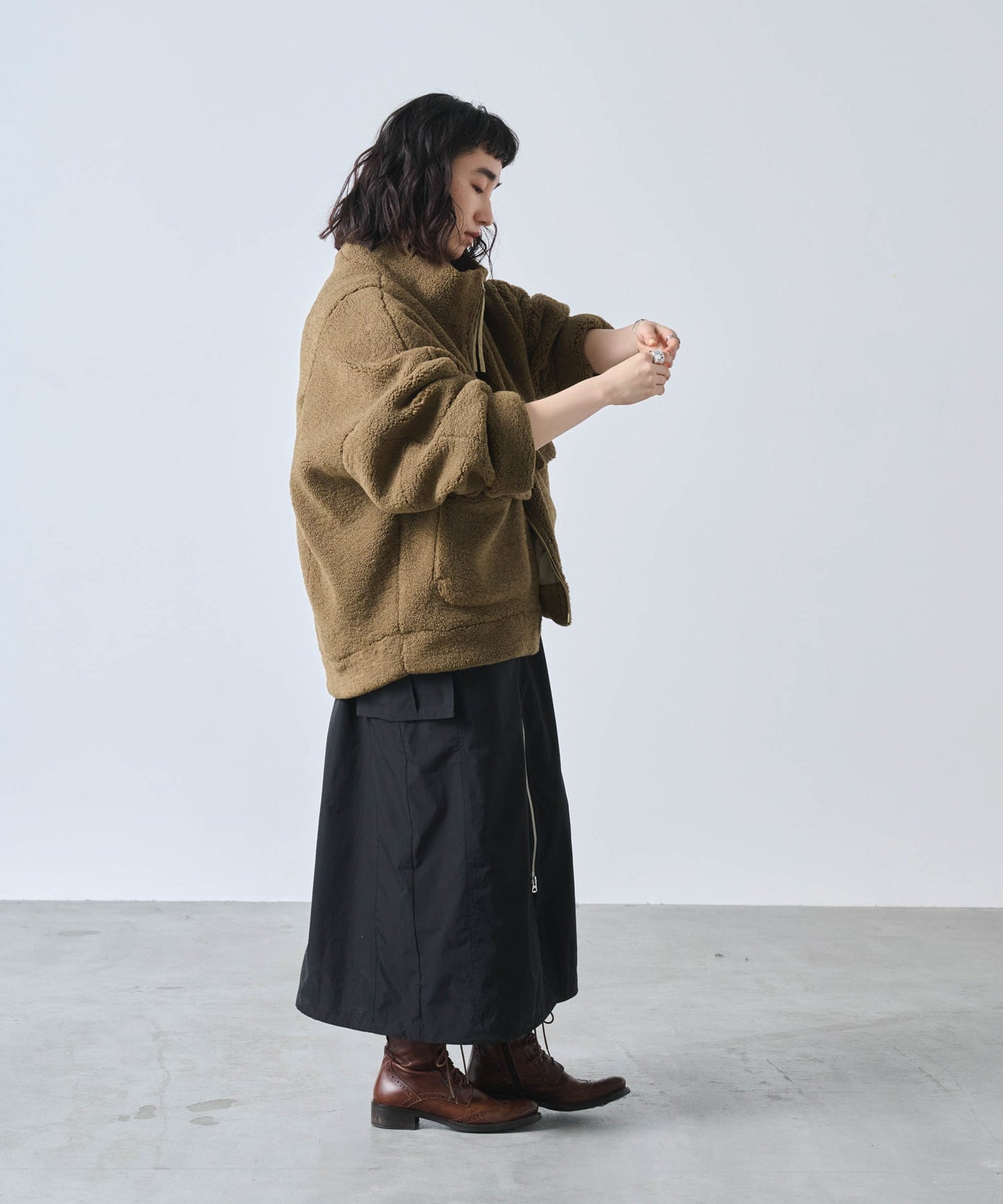 STAND COLLAR BOA JACKET/ MIL25FJK3244