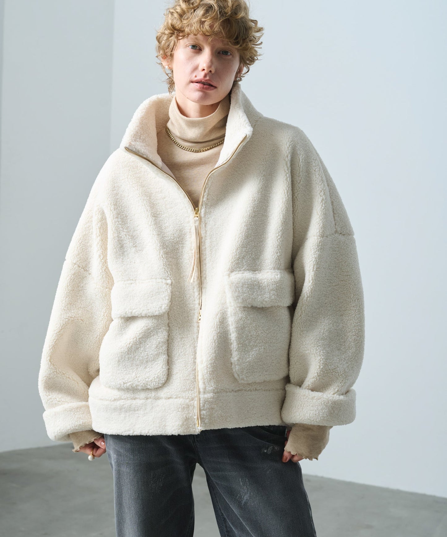 STAND COLLAR BOA JACKET/ MIL25FJK3244