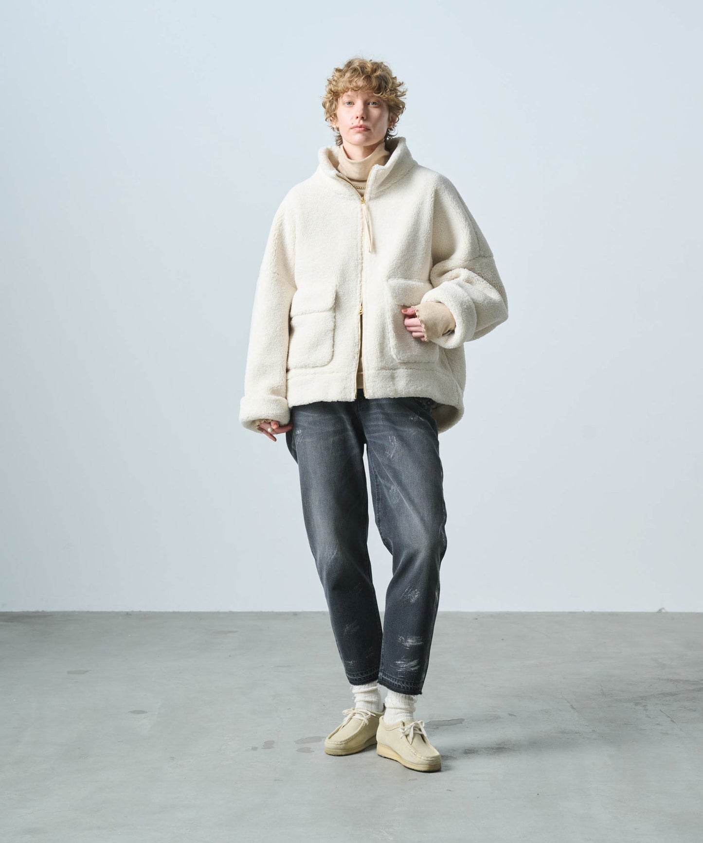 STAND COLLAR BOA JACKET/ MIL25FJK3244