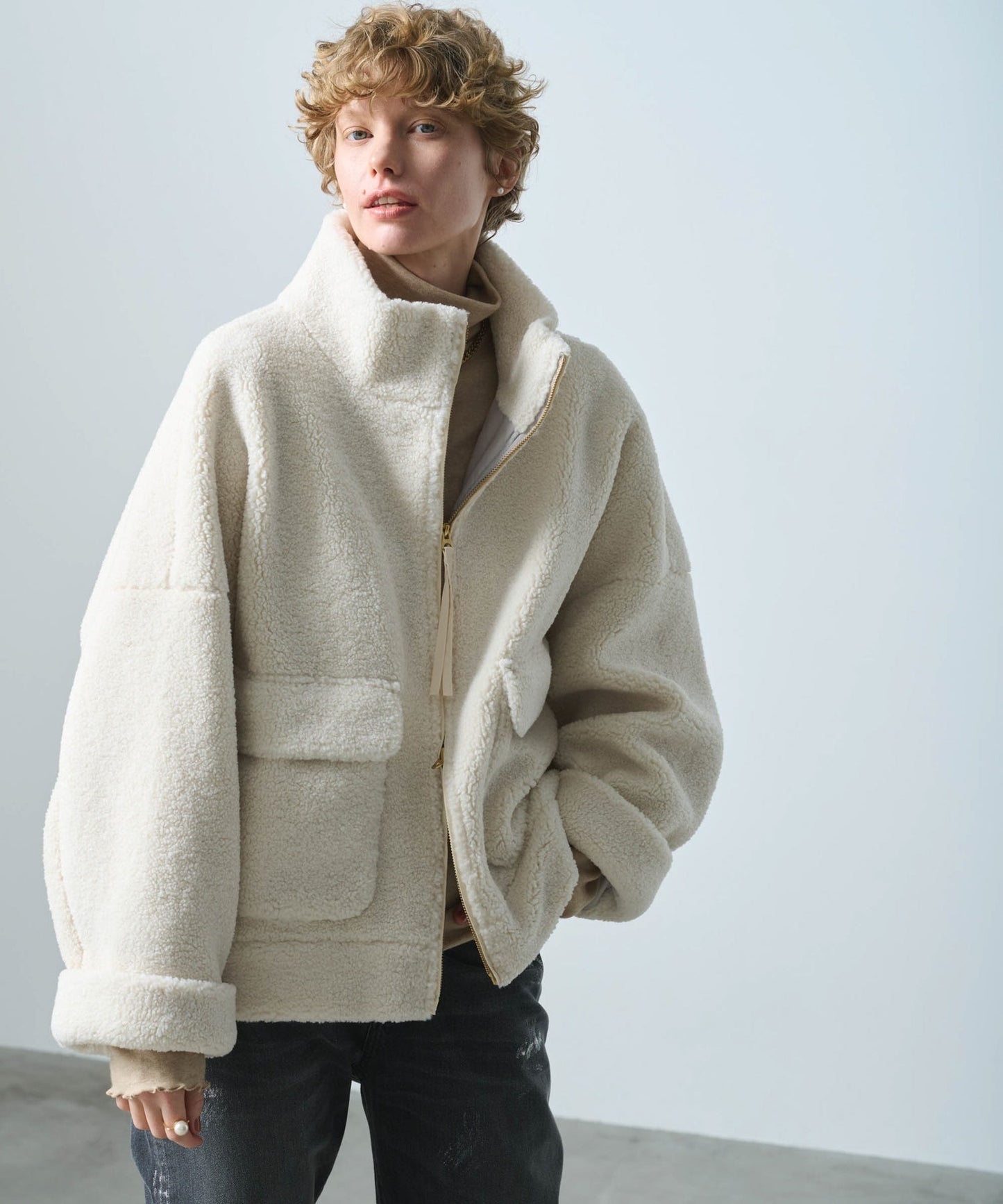 STAND COLLAR BOA JACKET/ MIL25FJK3244