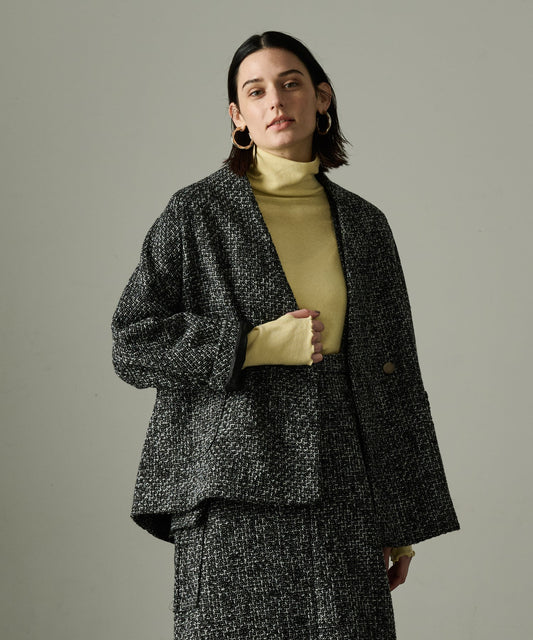 COLLARLESS TWEED JACKET / MIL24FJK3218