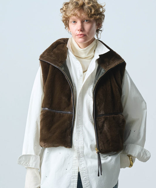 STAND COLLAR FUR VEST/ MIL25FJK3228