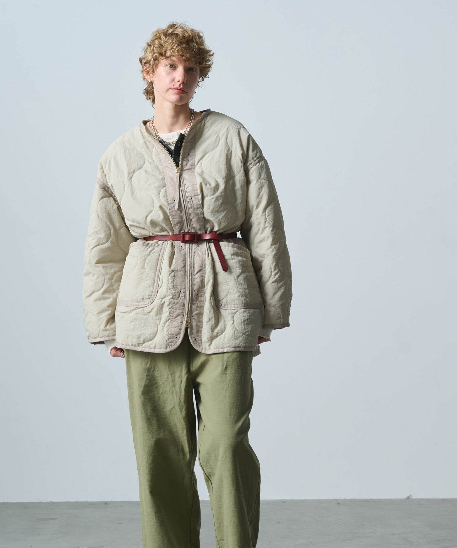 MIL QUILT ZIP UP JACKET/ MIL25FJK3229 – KHA:KI MIL QUILT ZIP UP JACKET/ MIL25FJK3229 – KHA:KI