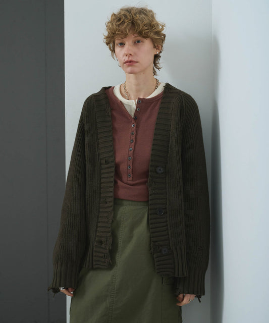 DAMAGE RIB KNIT CARDIGAN/ MIL25FKN3033