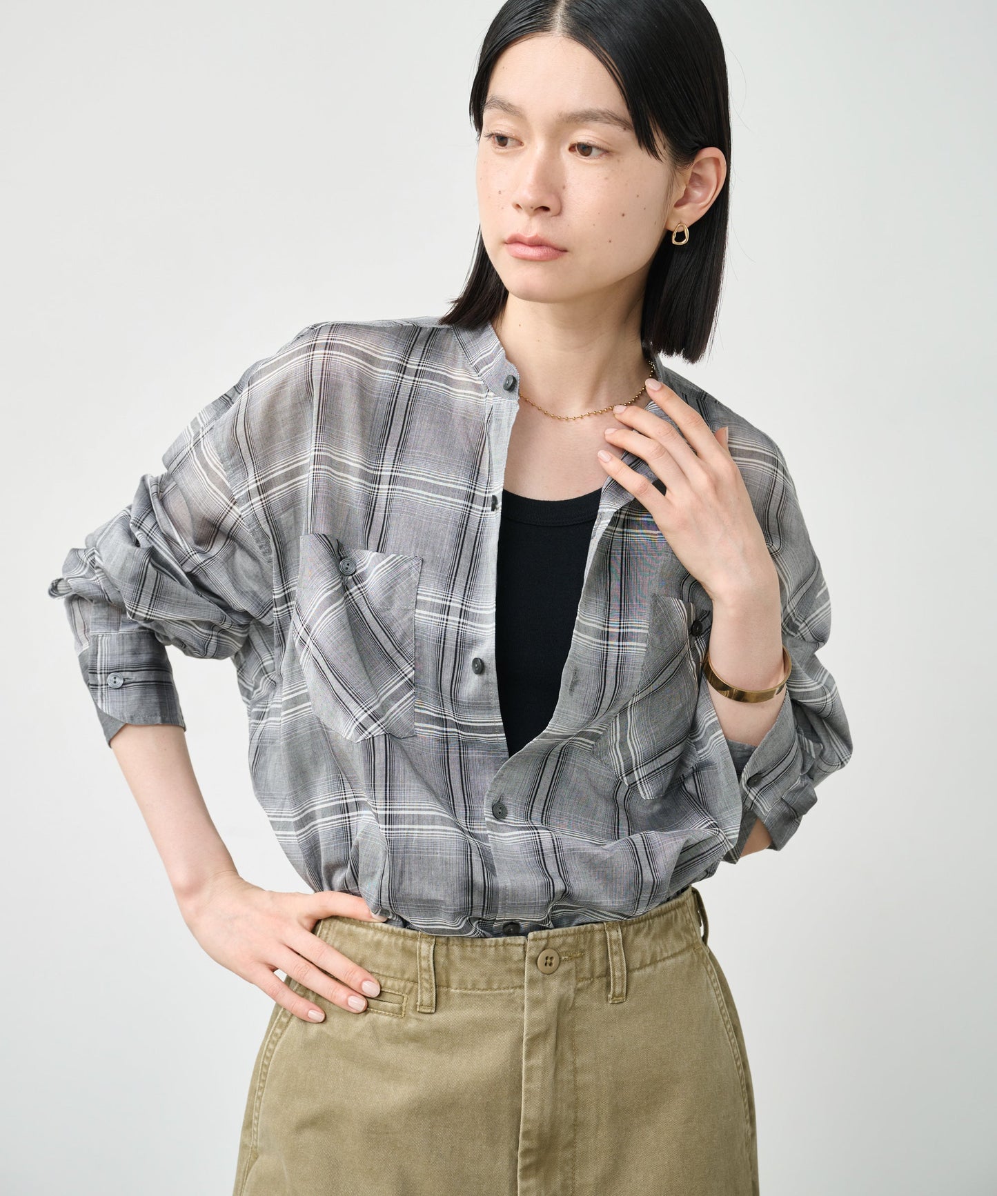 SHEER CHECK OVER SHIRTS / MIL26HBL3157