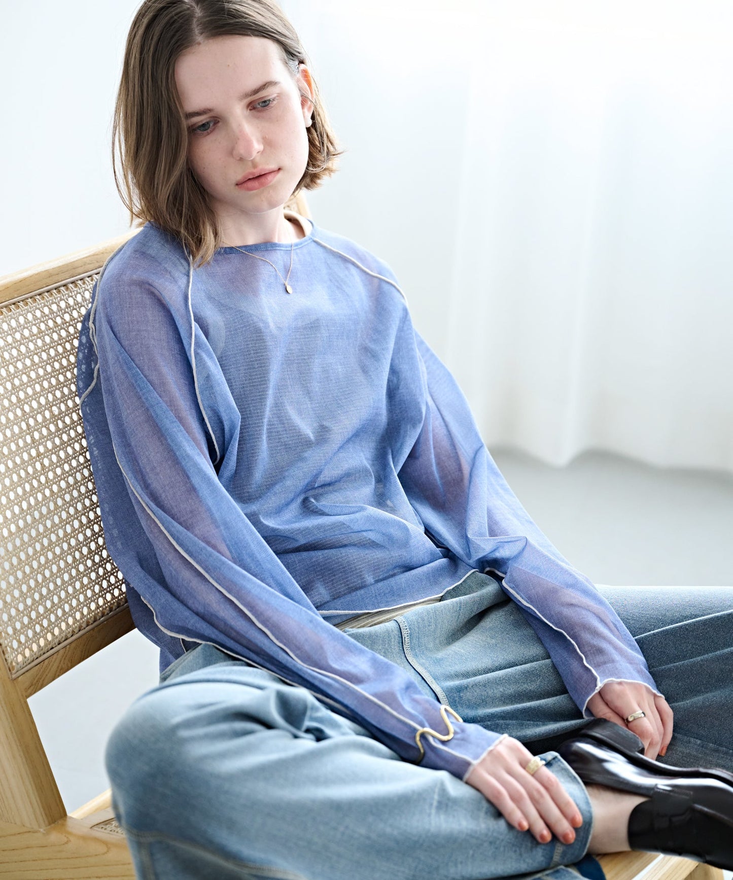 COLOR STITCH SHEER TOP / MIL26HCS3484