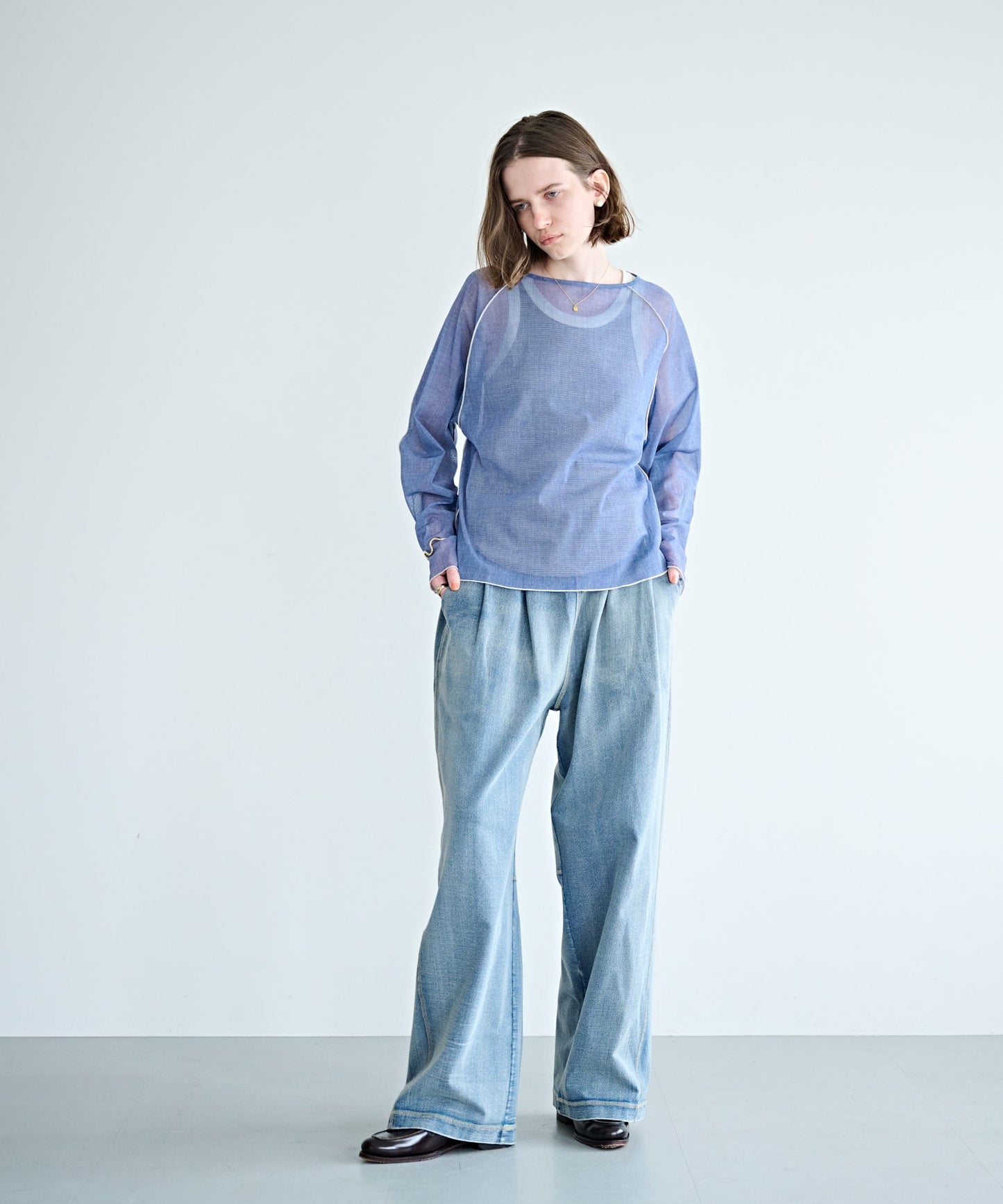 COLOR STITCH SHEER TOP / MIL26HCS3484