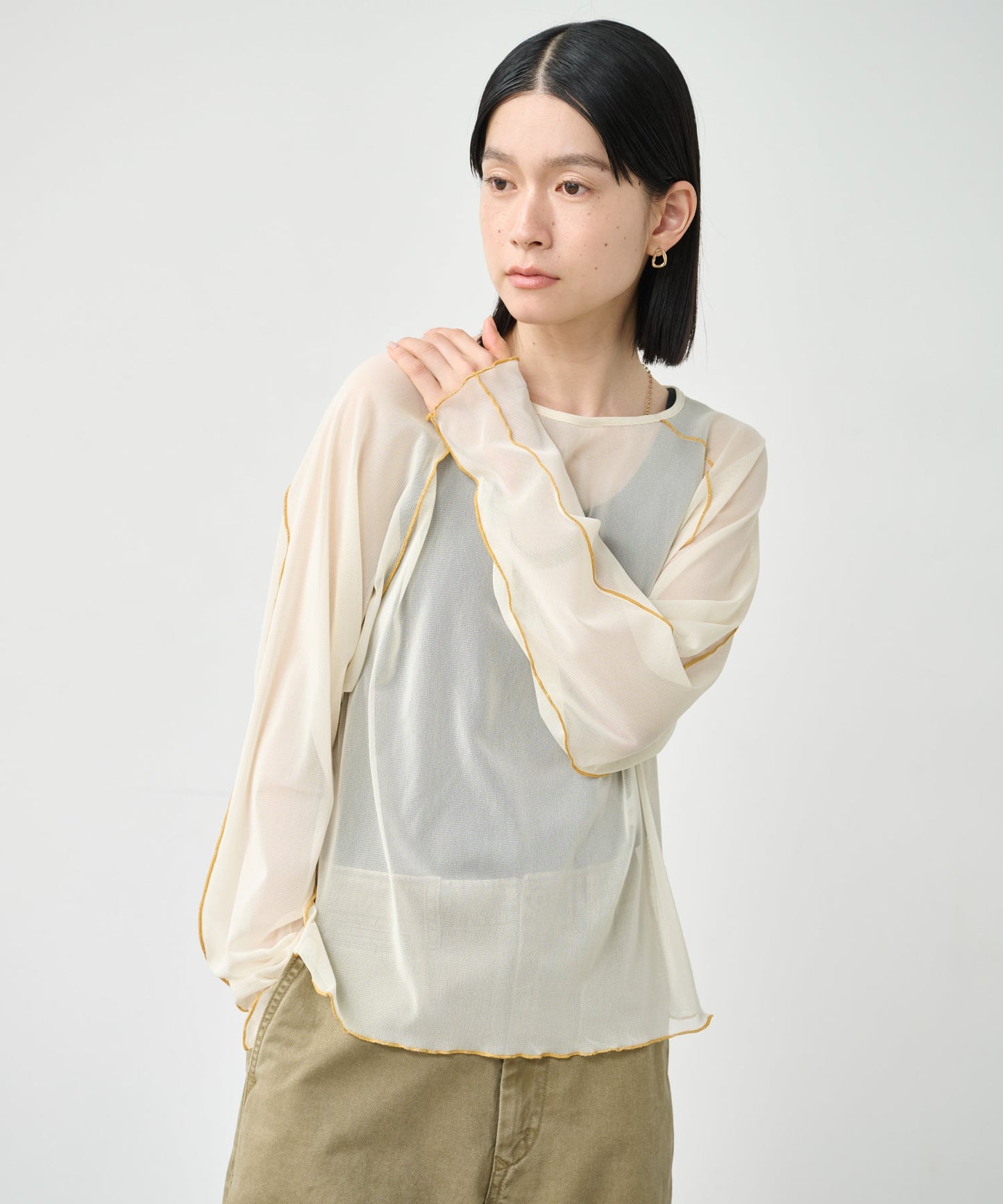 COLOR STITCH SHEER TOP / MIL26HCS3484