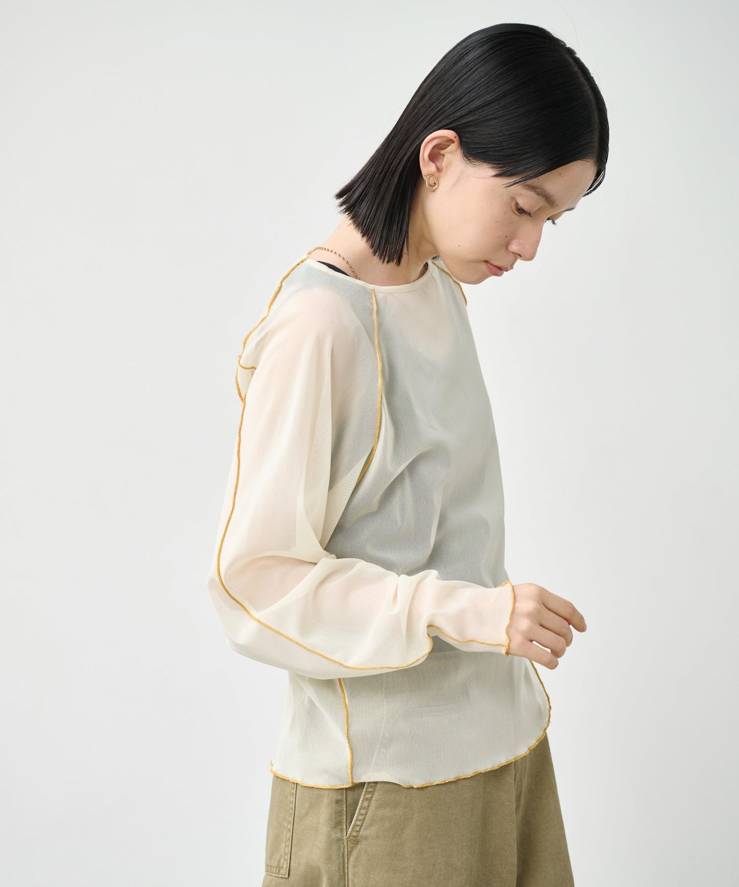 COLOR STITCH SHEER TOP / MIL26HCS3484