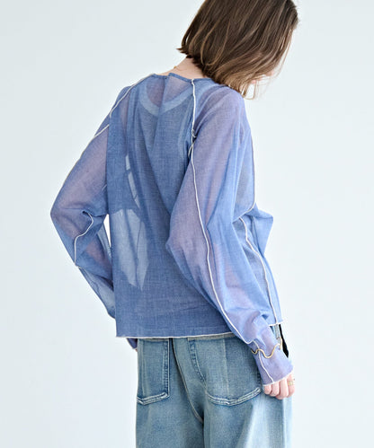 COLOR STITCH SHEER TOP / MIL26HCS3484