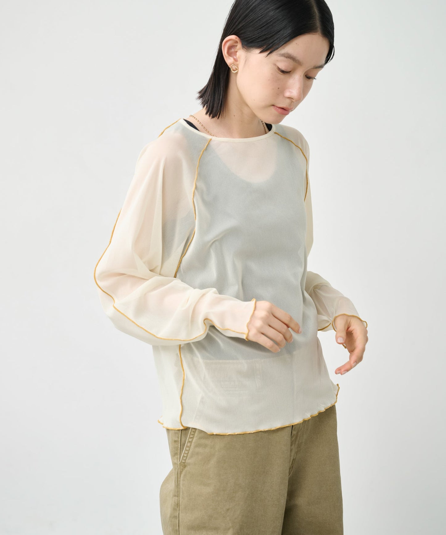 COLOR STITCH SHEER TOP / MIL26HCS3484