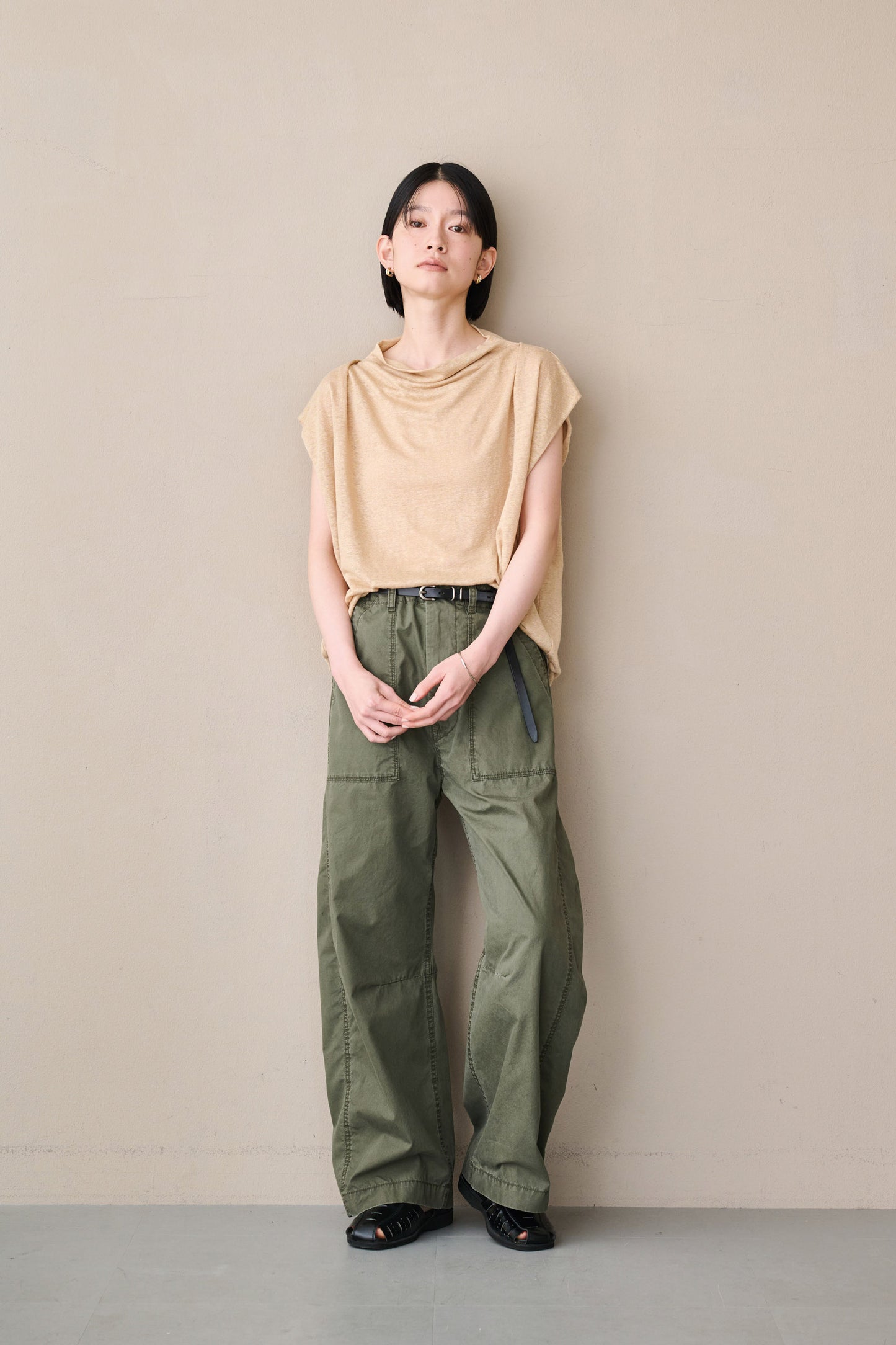 LINEN DRAPE NECK TOP / MIL26SCS3493