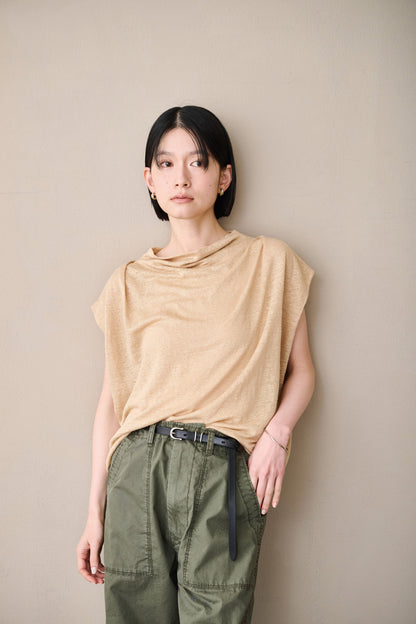 LINEN DRAPE NECK TOP / MIL26SCS3493