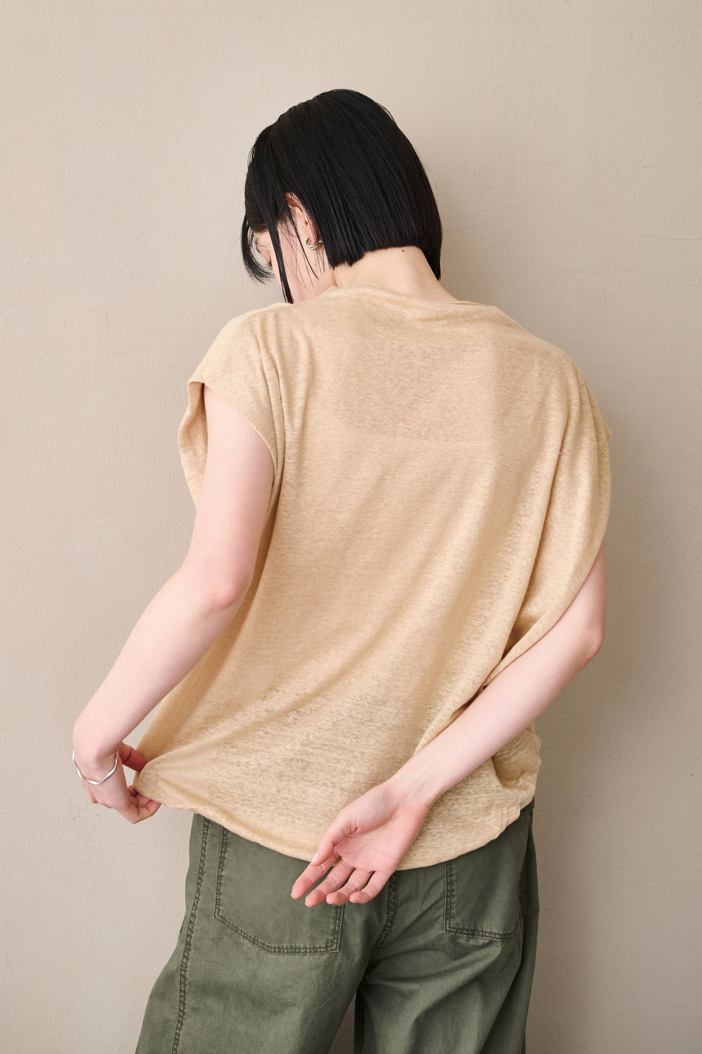 LINEN DRAPE NECK TOP / MIL26SCS3493