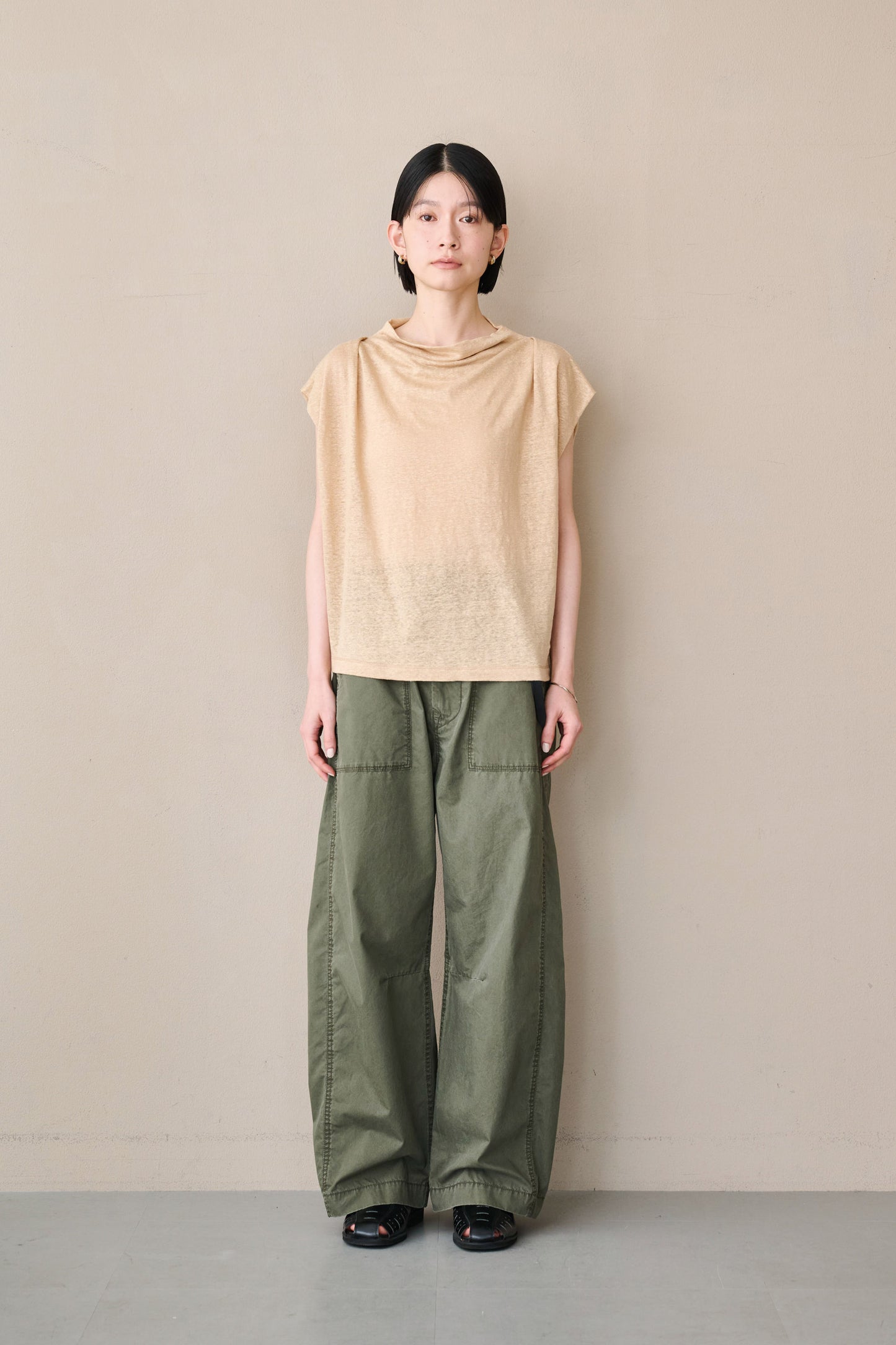LINEN DRAPE NECK TOP / MIL26SCS3493