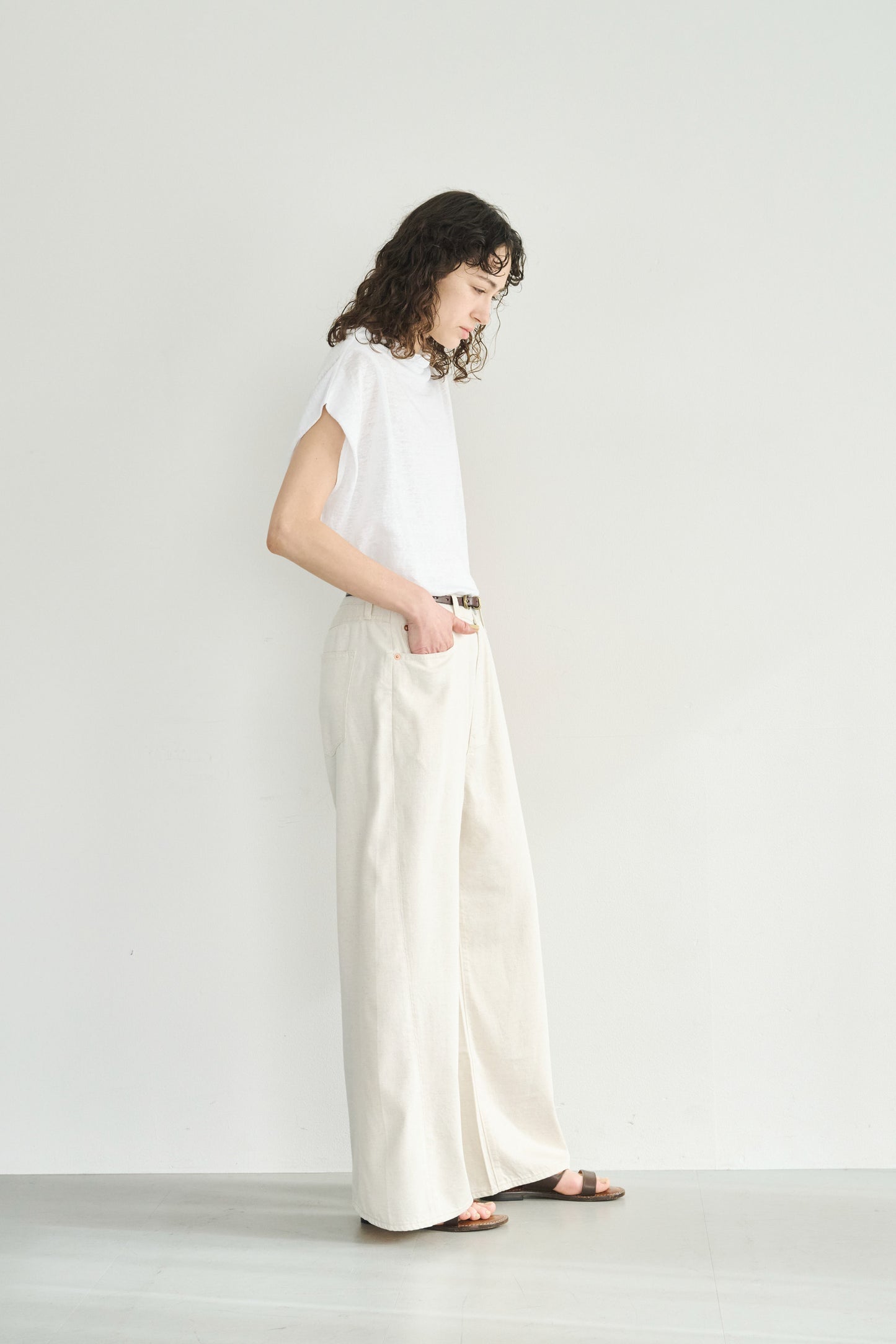 LINEN DRAPE NECK TOP / MIL26SCS3493