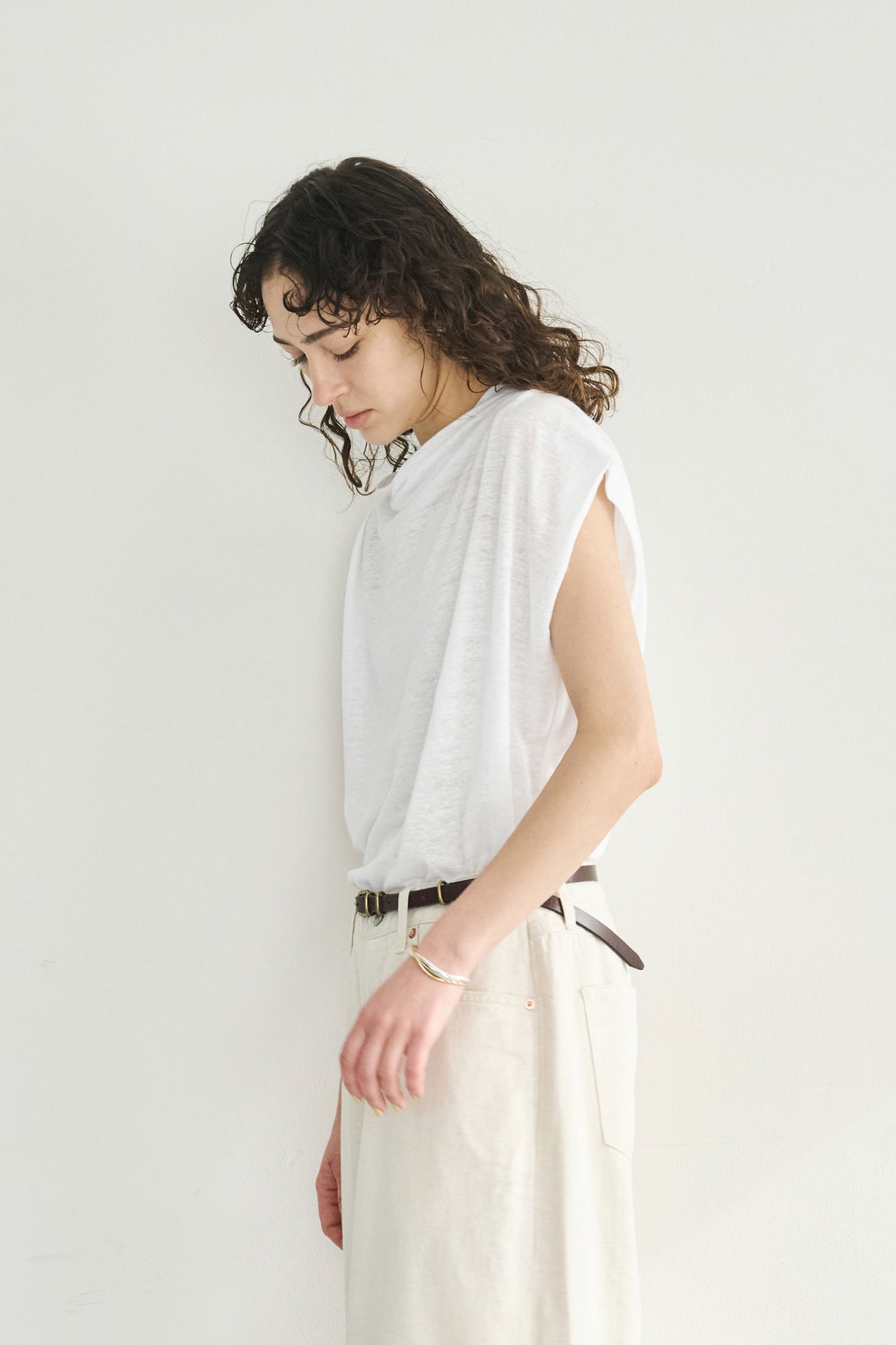 LINEN DRAPE NECK TOP / MIL26SCS3493
