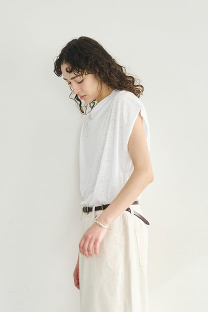 LINEN DRAPE NECK TOP / MIL26SCS3493