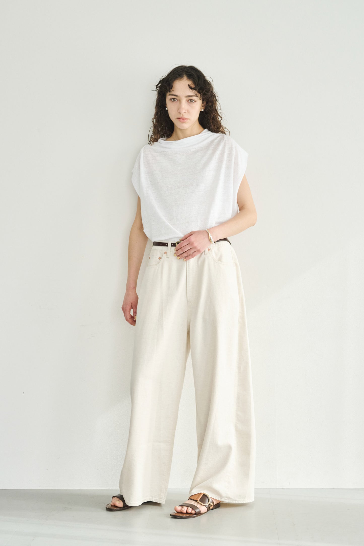 LINEN DRAPE NECK TOP / MIL26SCS3493