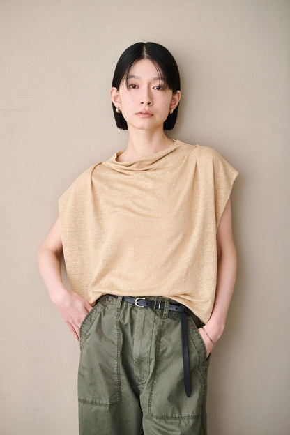 LINEN DRAPE NECK TOP / MIL26SCS3493